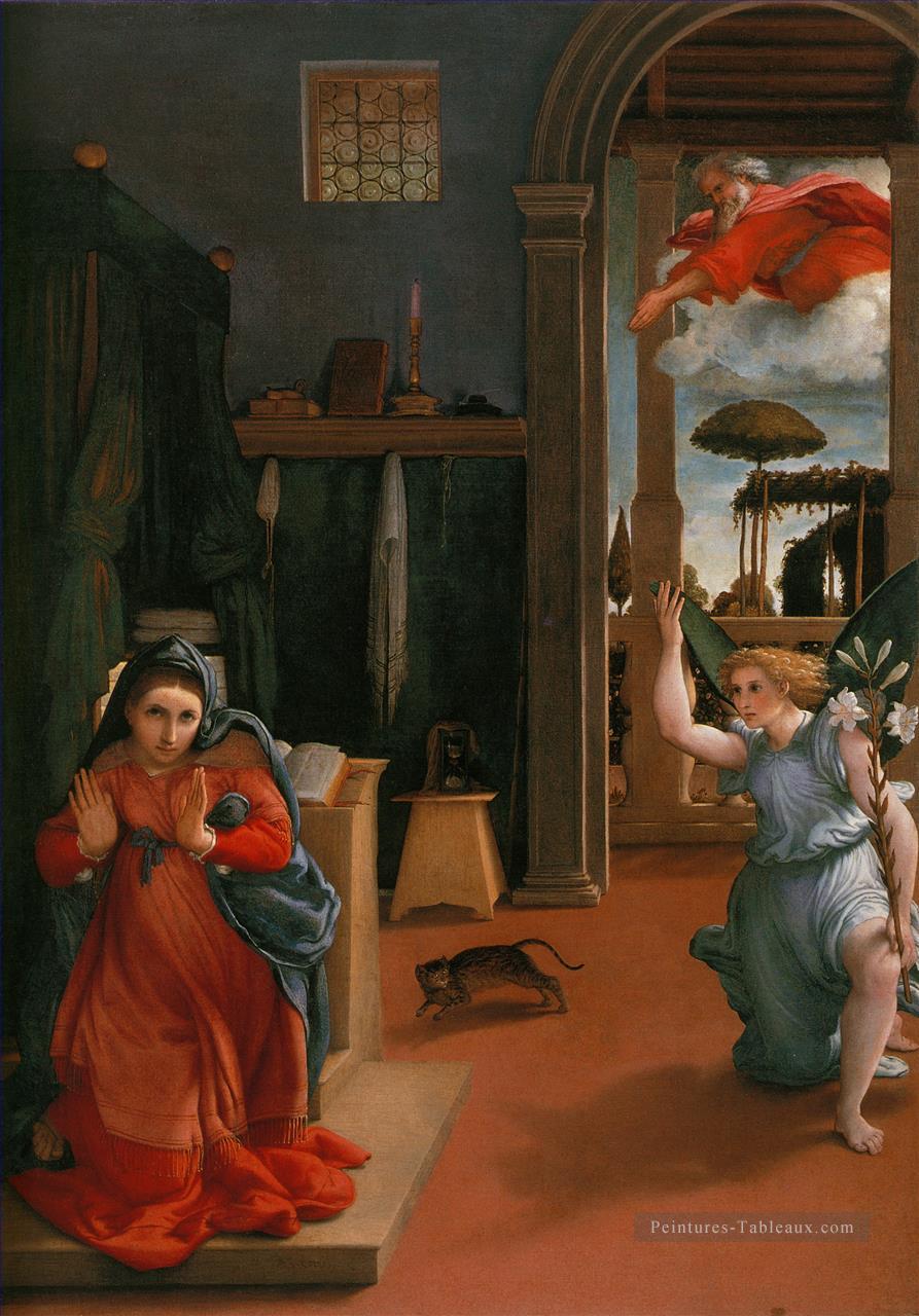 l’Annonciation 1525 Renaissance Lorenzo Lotto Peintures à l'huile